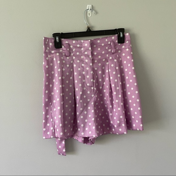Zara lavender white polka dot paperbag tie waist shorts - Picture 3 of 5